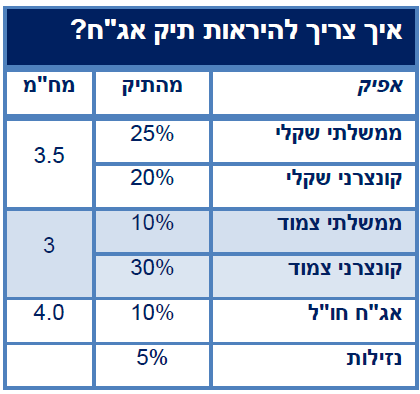 טבלה המציגה איך צריך להיראות תיק אג"ח