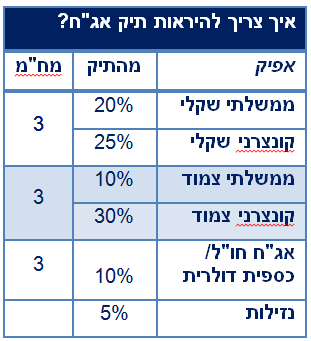 טבלה המציגה איך צריך להראות תיק אג"ח