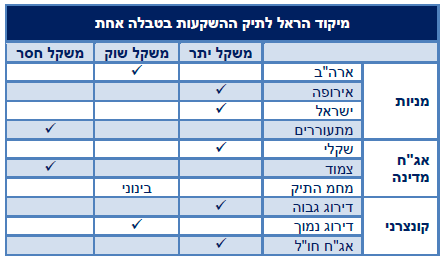 מיקוד הראל לתיק ההשקעות בטבלה אחת